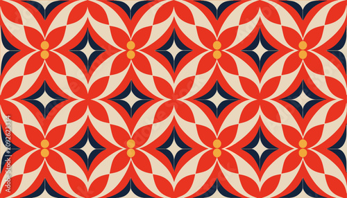 Bild auf Leinwand Elegant decorative floral repeat inspired by handcrafted ceramic tile artistic traditions worldwide