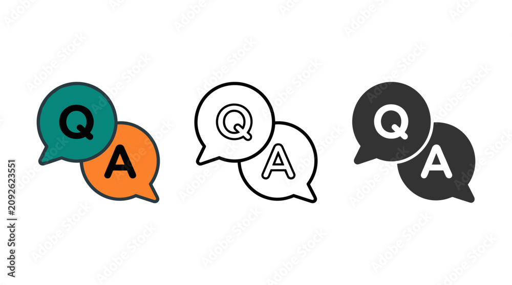 Fototapeta premium Question and Answer Speech Bubbles Icon Set