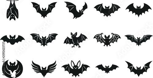 Halloween bat silhouettes collection spooky vector designs for october 31st gothic decor