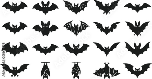 Halloween bat silhouette collection black bat silhouettes for spooky decor and design