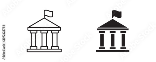 Foto Government building icon in outline and solid style, vector illustration