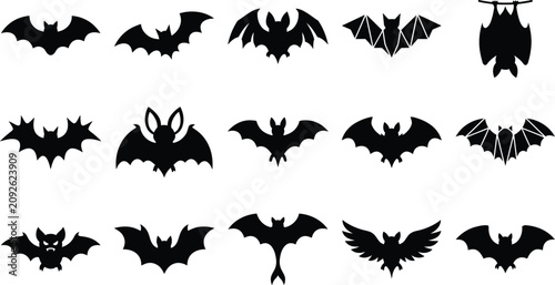 Halloween bat silhouette collection black bat silhouettes for spooky decor and design