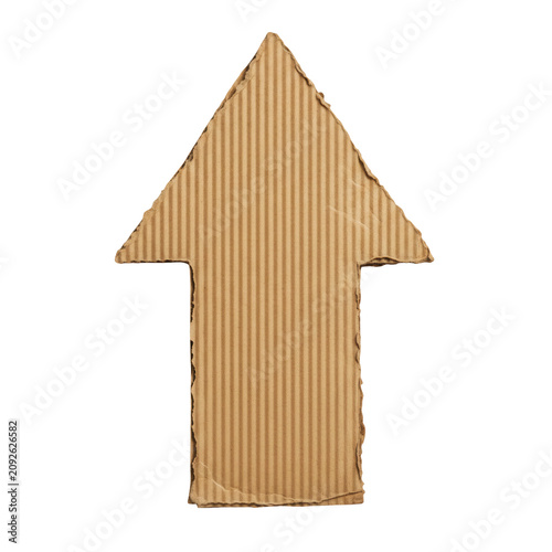 Brown cardboard arrow pointing up