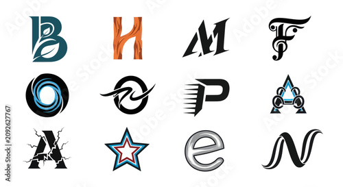 Modern Alphabet Logos Collection: Diverse Letter Designs for Branding