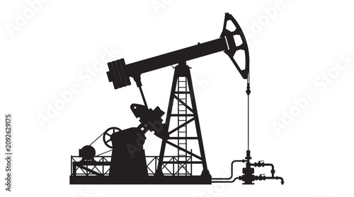Fotografía Oil pump jack silhouette on a white background