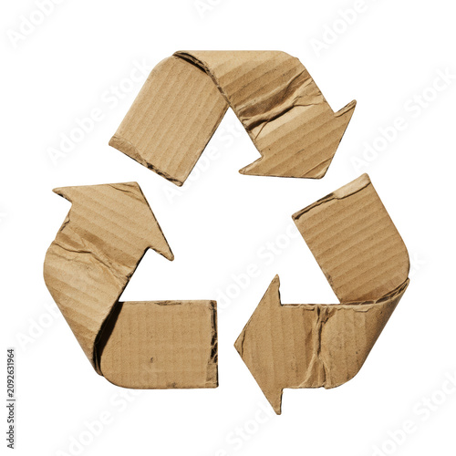 Recycling symbol made of cardboard