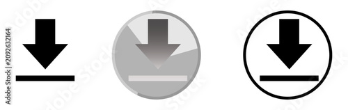 Download Icon Set - Arrow Down Symbols Isolated on White Background