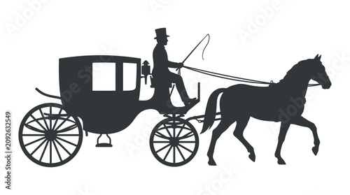 Konstfotografi Horse drawn carriage and driver black silhouette