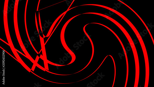 Abstract red curved lines on a black background