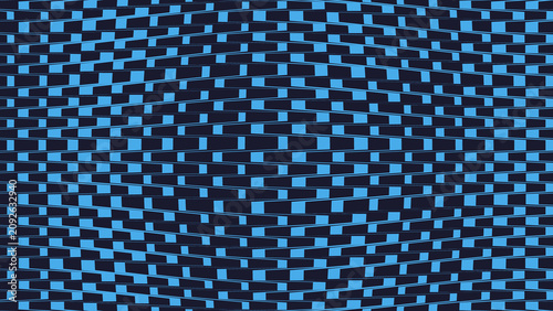 Abstract geometric pattern with blue and dark blue distorted squares
