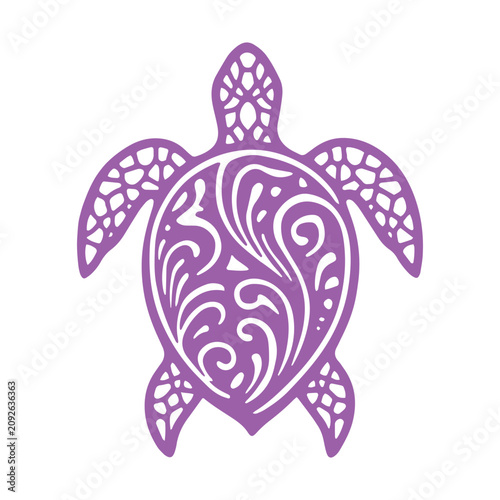 Decorative Sea Turtle Ornamental Vector Illustration