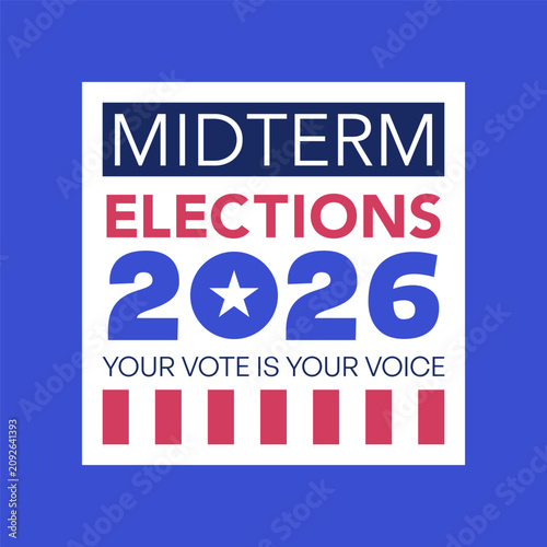 Midterm Elections 2026 Your Vote Is Your Voice Rectangle Badge