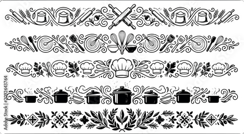 Photos Ornate floral and culinary themed dividers with baking ingredients and kitchen u