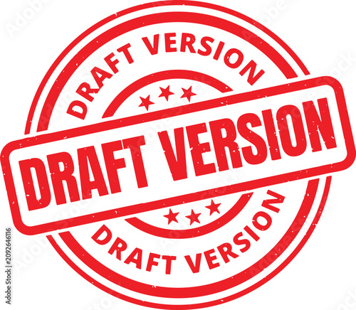 DRAFT VERSION Circle Red Rubber Stamp Text Vector