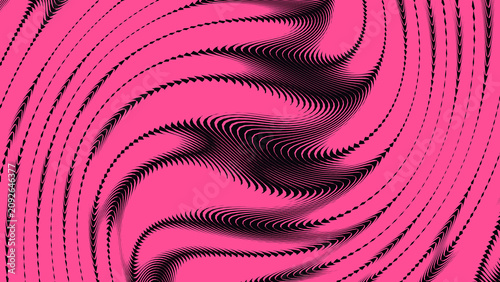 Tableau sur toile Vibrant pink background with intricate black swirling patterns and lines