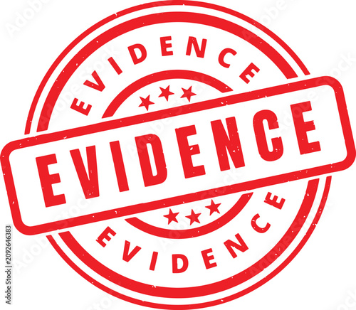 EVIDENCE Circle Red Rubber Stamp Text Vector