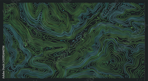 Cyberpunk Topographic Contour Map Flat Vector Background
