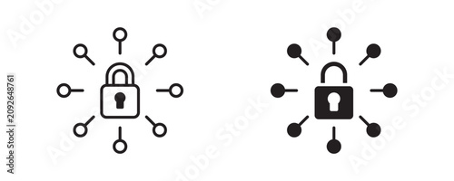 Obraz na plátně Data encryption icon in outline and solid style, vector illustration