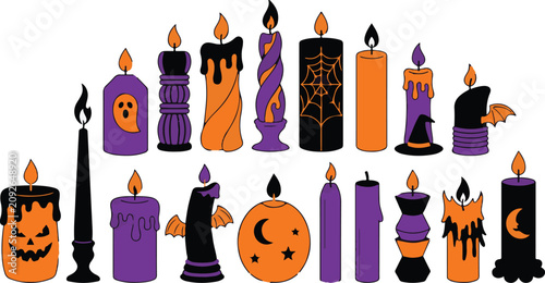 Photos Halloween candle collection spooky decorative taper candles with ghost spiderweb