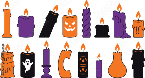 Tableau sur toile Halloween candle collection spooky tapered jack o' lantern and decorative wax de