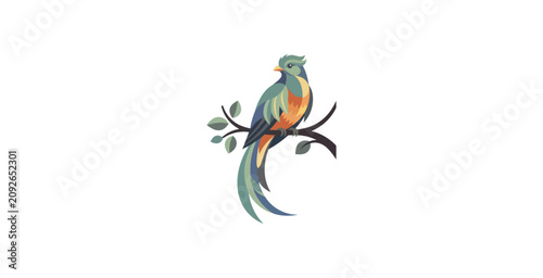 Φωτογραφία Resplendent Quetzal Flat Vector Illustration