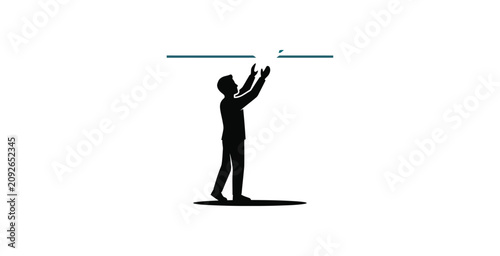Εκτύπωση καμβά Minimal Silhouette Reaching Upwards Vector Illustration