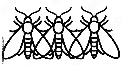 Tableau sur toile Moth Silhouettes On White Background