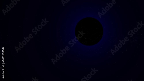 4K Blue Solar Eclipse Cosmic Background With Stars Space Dark Abstract Seamless Loop Video