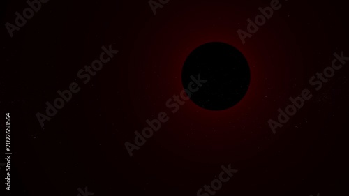 4K Red Solar Eclipse Cosmic Background With Stars Space Dark Abstract Seamless Loop Video