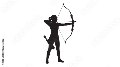 Foto Archer Drawing A Bow With Arrows Black Silhouette