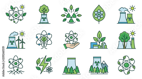 Eco friendly icons illustrate sustainable energy and green technology solutions