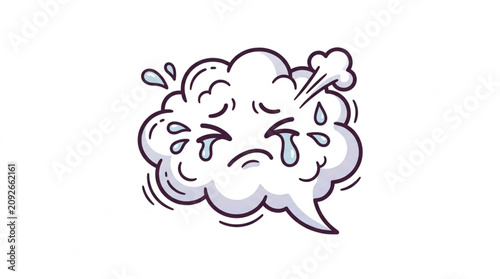 Billede på lærred Sad Crying Speech Bubble with Steam and Tears.