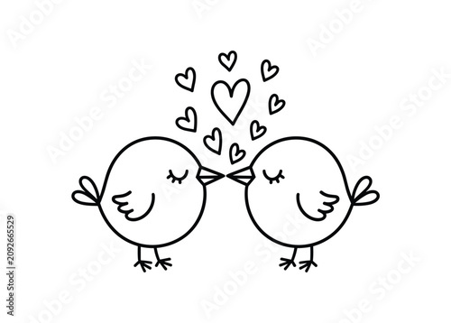 Quadro su tela Two Love Birds Kissing