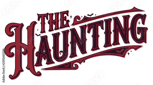 Tableau sur toile The Haunting Vector Typography Halloween Spooky Horror Bats Dark Vintage Text Is