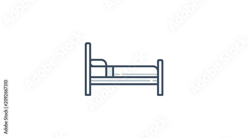 Foto Simple Line Drawing of a Bed with Pillow and Blanket.