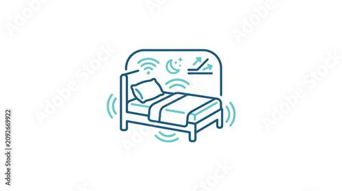 Billede på lærred Smart bed with wireless connectivity for sleep monitoring.