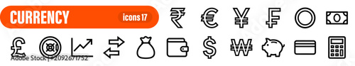 Foto Currency and finance icon set