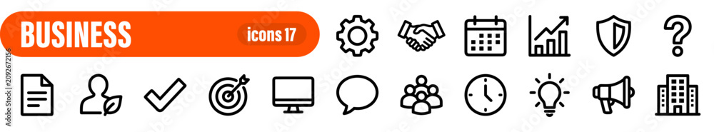 Fototapeta premium Business and Professional Services Outline Icon Set