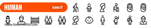 Fotografie Human Life Stages and People Icons Set