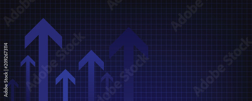 Obraz na plátně Up arrows inclined graph paper growth rate development background