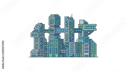 Canvastavla Futuristic Cityscape with Modern Architecture and Sky Bridges.