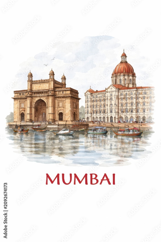 Obraz premium World Landmarks Watercolor Travel Poster