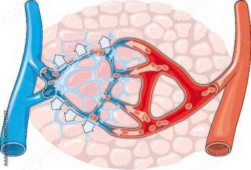 Diagram of Blood Circulation Showing Artery and Vein Connection