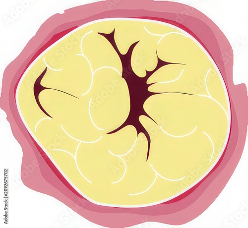 Anatomical Illustration of a Human Placenta in a Medical Style