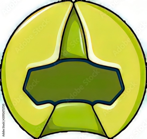 Abstract Green Circular Graphic Element with Geometric Shapes