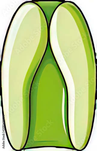 Illustrating Green Organic Seed Pod Shape in Minimalist Style