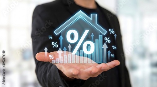 Canvas Print real estate mortgage and interest rate concept