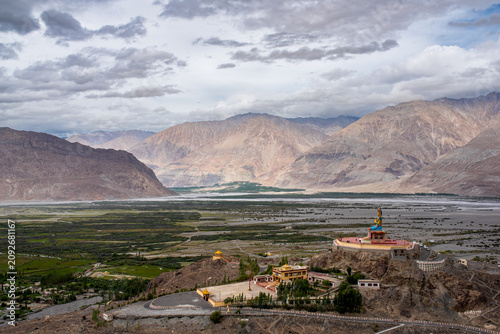 Valokuva Aerial view of Nubra Valley with the great Maitreya Buddha statue, Ladakh