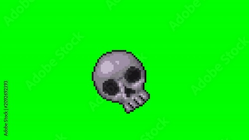 Human skull, pixel art animation