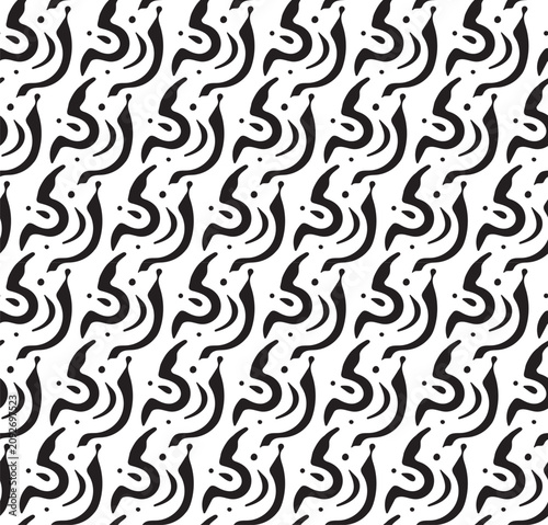 Seamless abstract swirl pattern black white flowing design